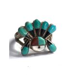 Sterling silver Zuni style sunface ring