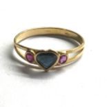 18ct gold sapphire & ruby ring weight 1.7g