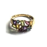 9ct gold multi gem ring weight 2.9g