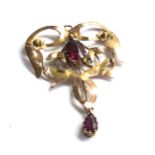 9ct gold edwardian garnet pendant 1.7g