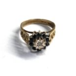 9ct gold vintage sapphire & diamond ring (3.5g)