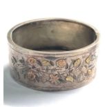 Antique silver & gold inlaid cuff bangle 2.5cm wide