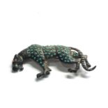 Vintage silver & turquoise lion brooch