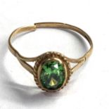 9ct gold vintage green stone dress ring (1.5g)