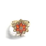 9ct gold fire opal & citrine ring weight 3.7g
