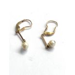 9ct gold pearl drop earrings weight 1.5g