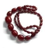 Cherry amber bakelite bead necklace good internal streaking weight 80g
