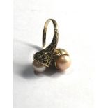 9ct gold cultured pearl ring weight 4.9g