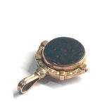 Antique 9ct gold agate swivel fob 6.2g