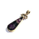 9ct gold vintage blue john pendant (5.2g) surface marks