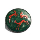 Vintage dutch silver & enamel leaping deer brooch dutch silver sword hallmark measures approx 6cm