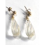 9ct gold crystal earrings weight 5g