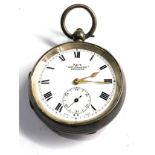 silver cased open face pocket watch kays old favourite working order no glass