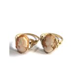 2 vintage 9ct gold cameo rings 5.6g