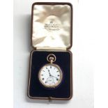 Antique Boxed gold plated open face pocket watch in good working condition