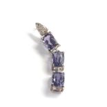 9ct white gold blueberry quartz & diamond pendant 2.1g