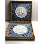 2 framed Royal Copenhagen Parian Plaques