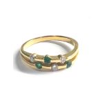 18ct gold emerald & diamond ring weight 3g