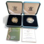 2 x 1995 & 2003 silver proof £2 Coins COA boxed