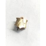 Small 9ct gold & diamond masonic shield pin badge