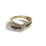 9ct gold sapphire & diamond ring weight 3.1g