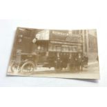 Antique real photo early 1900s bus & crew postcard