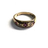 9ct gold diamond & ruby ring weight 2.7g