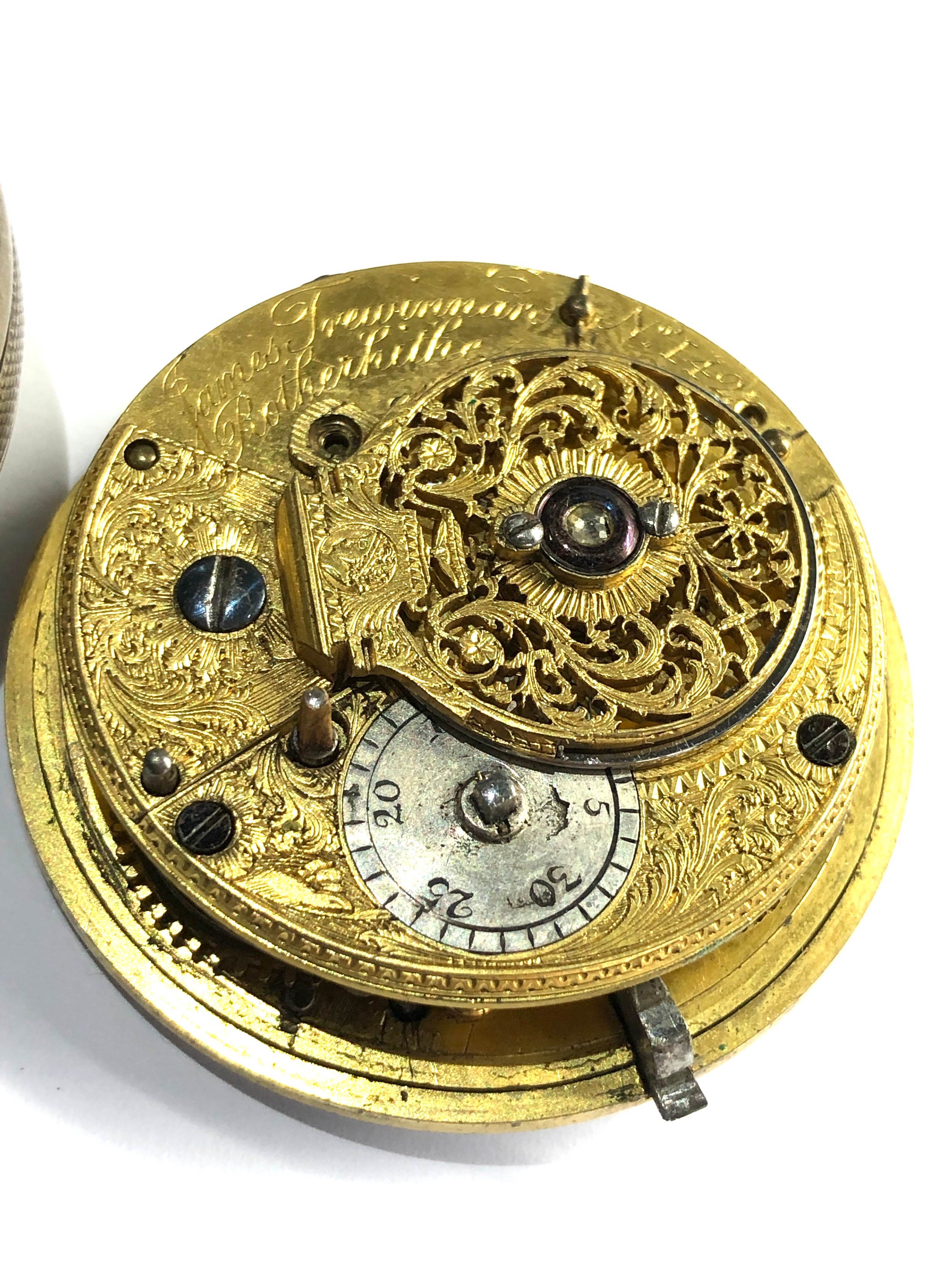 Antique silver verge fusee pocket watch diamond end stone spares or repair - Bild 2 aus 7