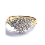 9ct gold diamond cluster ring 0.50ct diamonds weight 3.2g