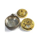 Antique silver verge fusee pocket watch diamond end stone spares or repair