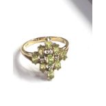 9ct gold peridot & diamond ring weight 3.2g