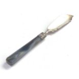 Large Victorian silver & agate handle butter knife measures approx 23cm long