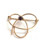 Vintage 9ct gold modernist garnet brooch measures approx 35mm by 29mm weight 3.3g