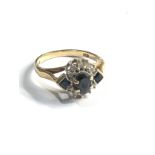 9ct gold diamond & sapphire ring weight 3.1g