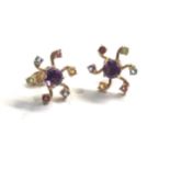 9ct gold gemstone set earrings (1.8g)