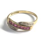 9ct gold ruby & diamond ring weight 1.5g