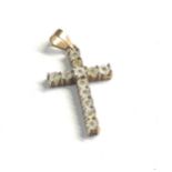 9ct gold vintage diamond set cross pendant (2.1g)