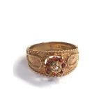 9ct gold garnet & diamond ring weight 3.2g