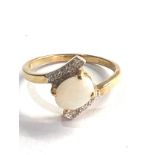 9ct gold opal & diamond ring weight 2g