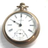 Waltham open faced pocket watch american train watch working but no warranty given