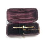 Antique boxed 15ct gold opal & seed-pearl brooch 4.8cm long weight 3.4g