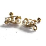 14ct gold & pearl mikimoto earrings 5.4g