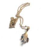 9ct gold diamond & sapphire pendant necklace (2.1g)