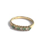 9ct gold diamond & emerald ring weight 1.7g