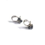 9ct white gold sapphire & diamond earrings weight 1.4g