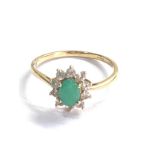 9ct gold emerald & stone set ring weight 2.3g