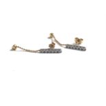 9ct yellow & white gold stone set chain drop earrings (2.2g)