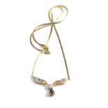 9ct gold vintage diamond & sapphire pendant necklace (3.7g)