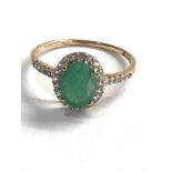 9ct gold emerald & white topaz ring weight 2.2g