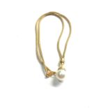 18ct gold vintage pearl & diamond collar pendant necklace (12.5g)